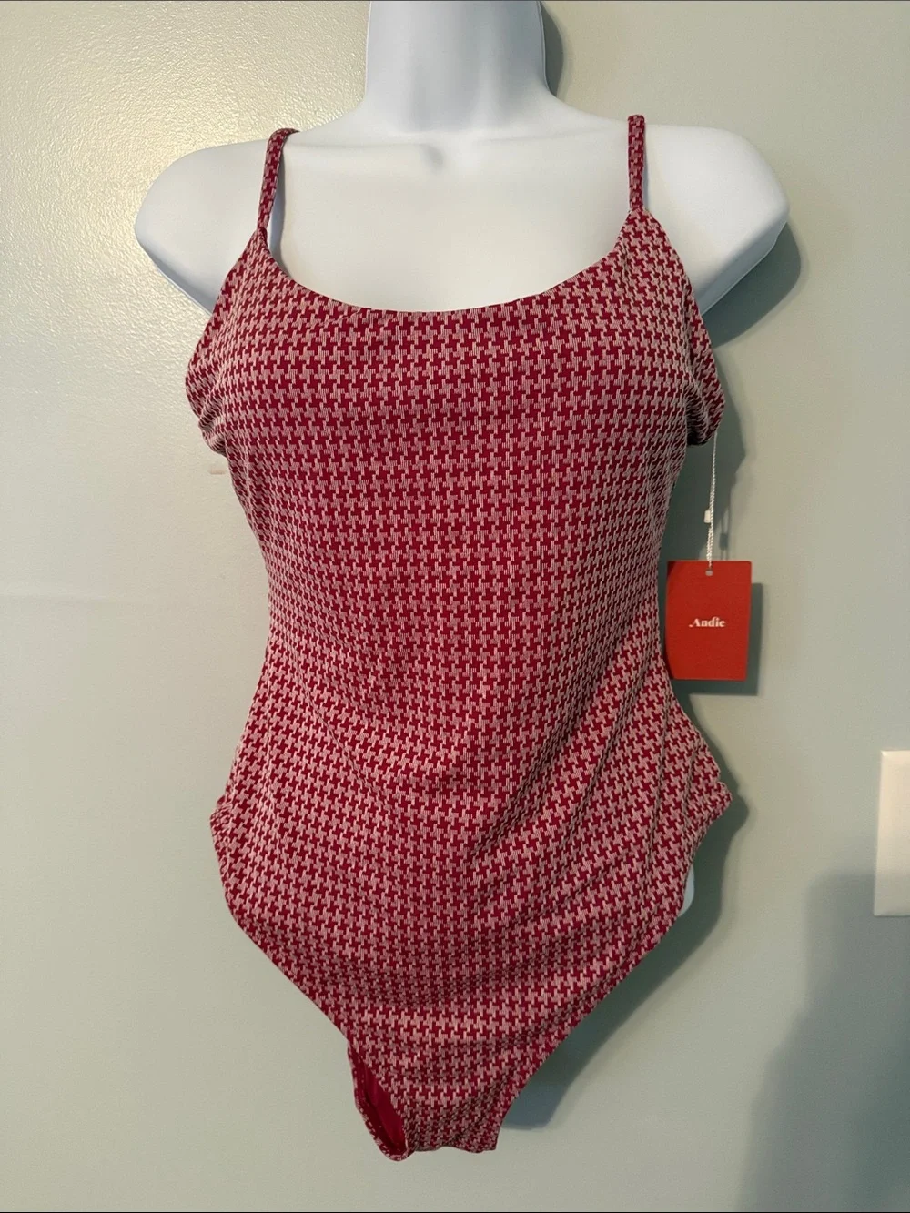 Andie Amalfi Merlot Houndstooth One-Piece Swimsuit